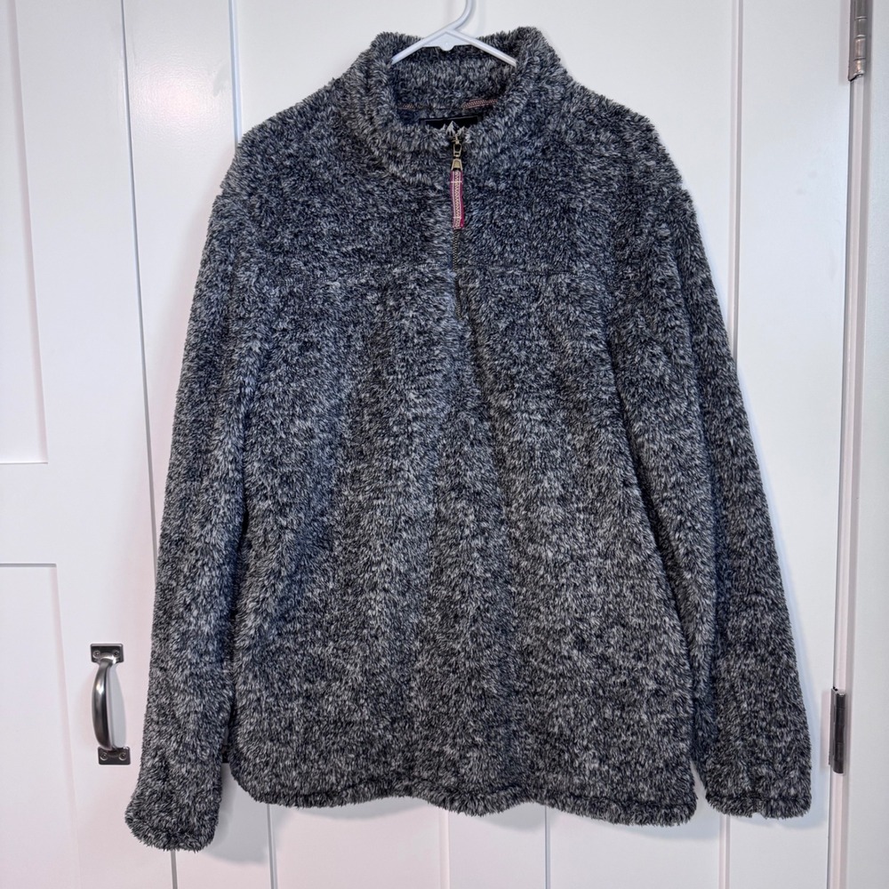 Alpine Sherpa Men's Jacket Coat Quarter‎ Zip Gray Size Large with Pockets Collar